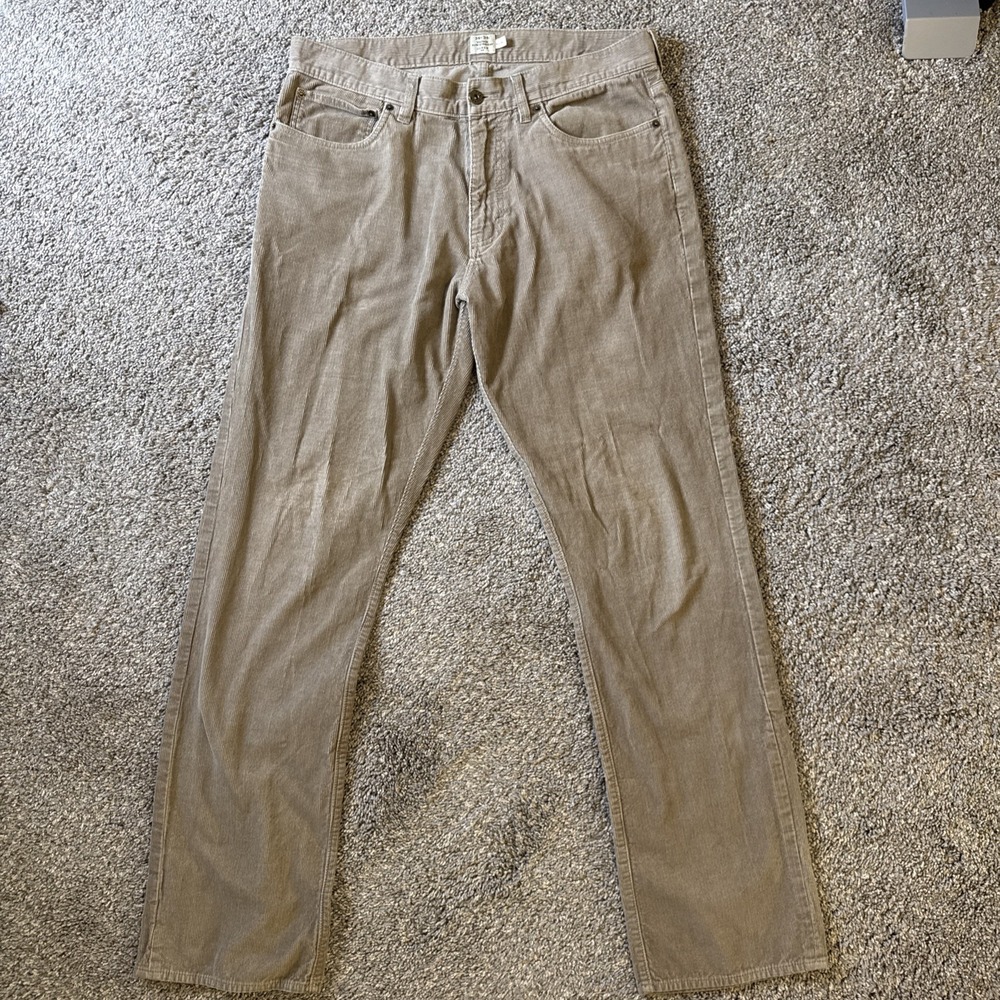 J. Crew Men's Vintage Slim Straight Corduroy Pants Tan Size 34x32.5